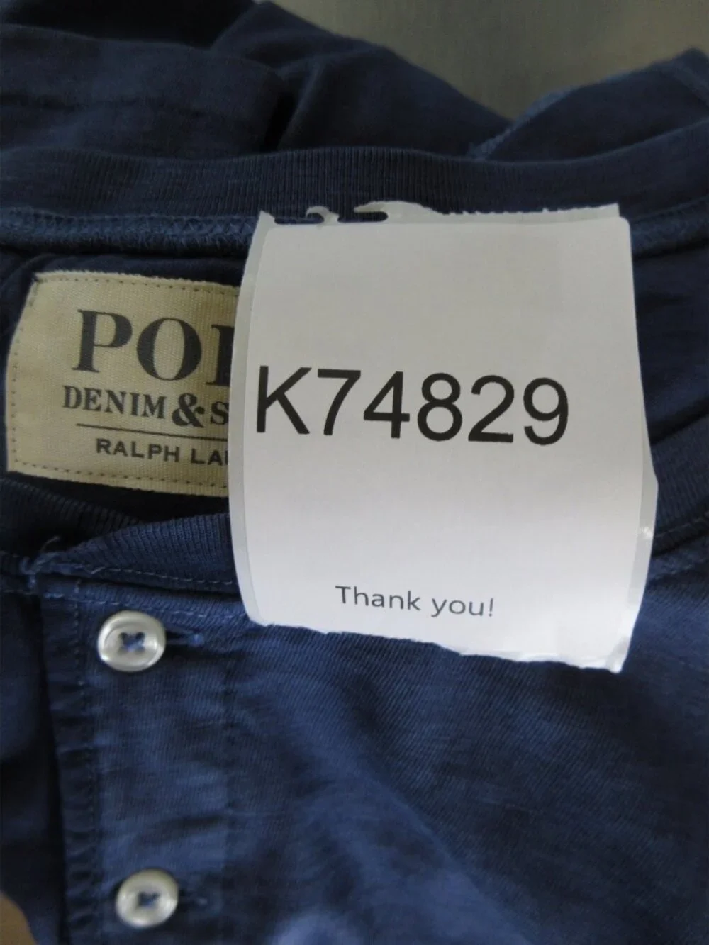 Polo Ralph Lauren Denim Supply Shirt 2XB Navy Henley Pullover Red Pony